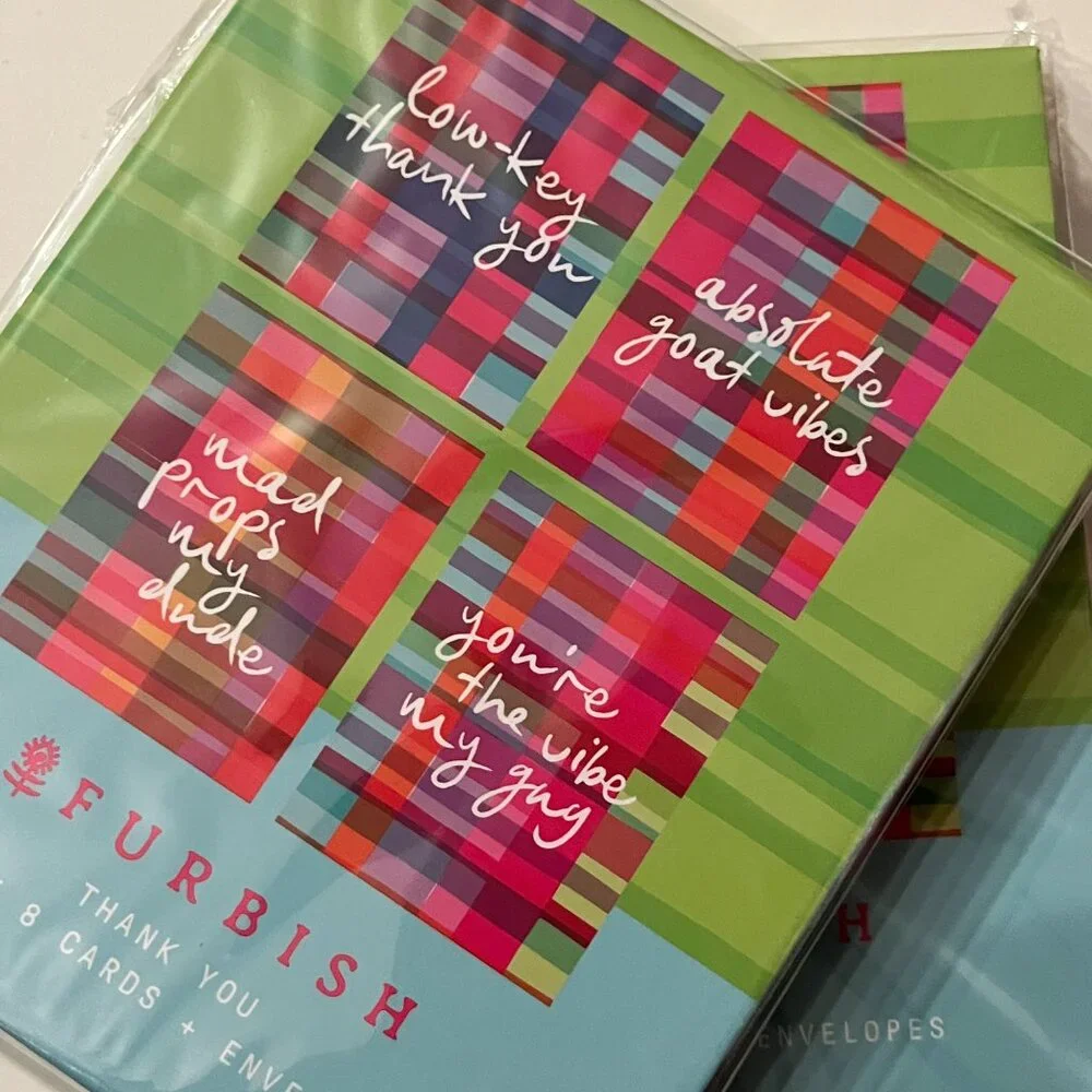 Funny Thank You Cards Two Box Set Blank Inside Bright (New by Furbish)‎